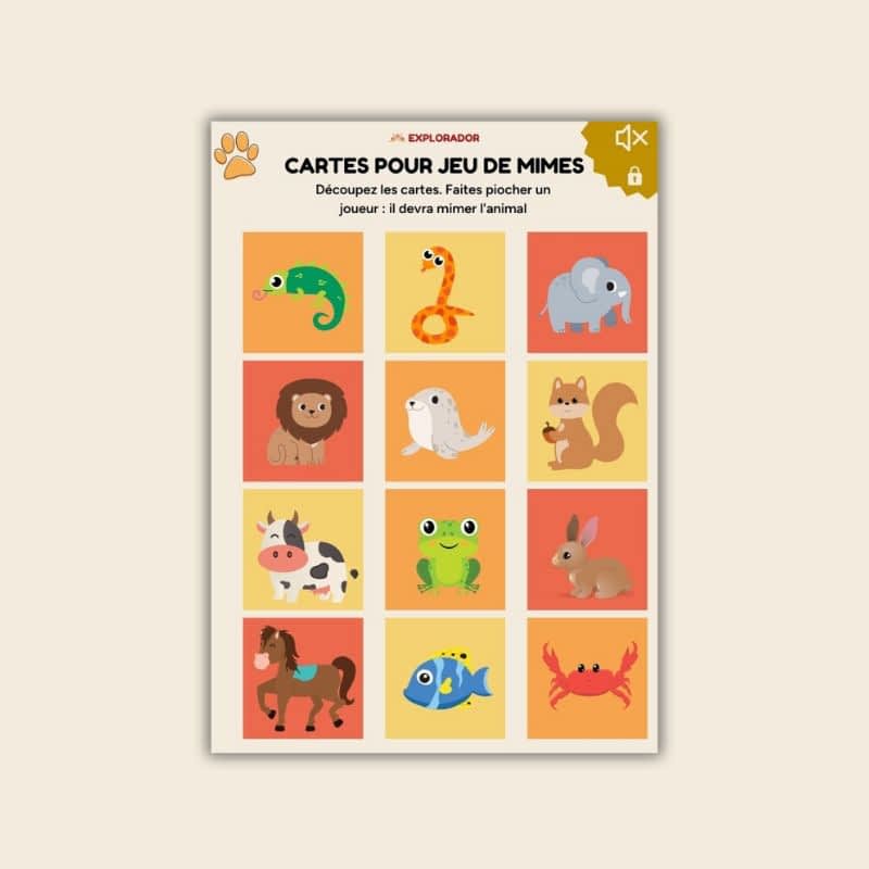 jeu mime animaux maternelle