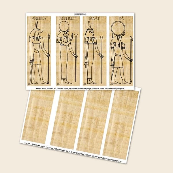 Papyrus marque-page coloriage Egypte